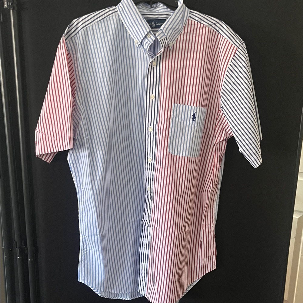 Polo by Ralph Lauren Striped Short-Sleeve Button-Down in Blue, Red & White